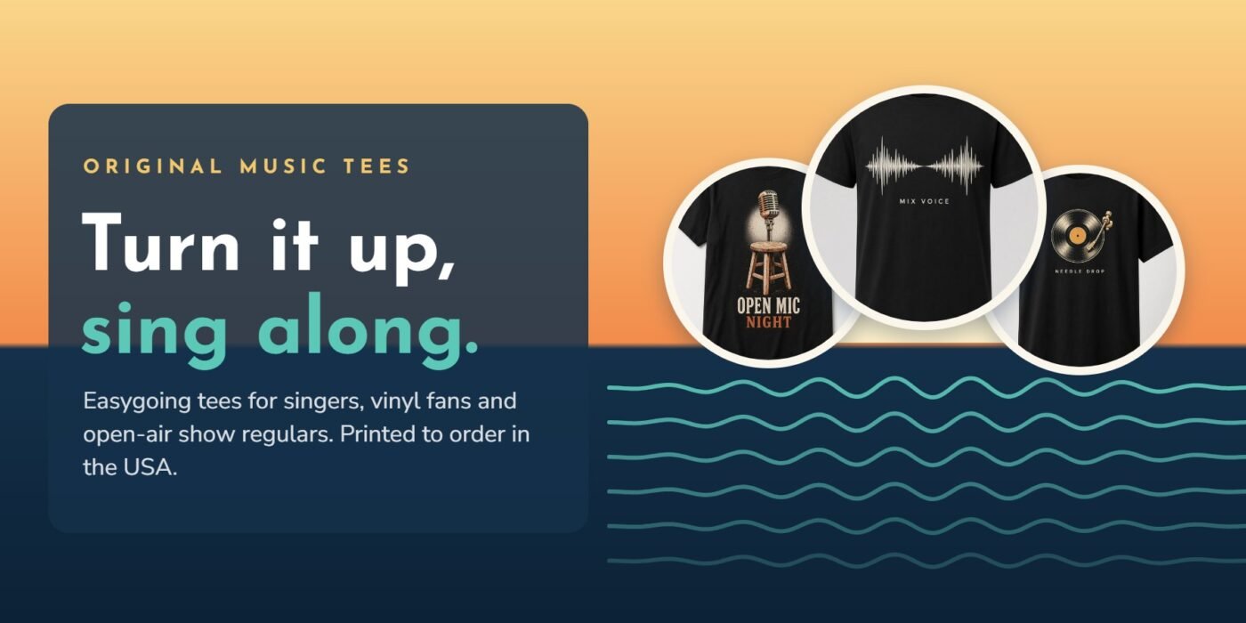 Bleacher Bay – original music t-shirts printed to order in the USA